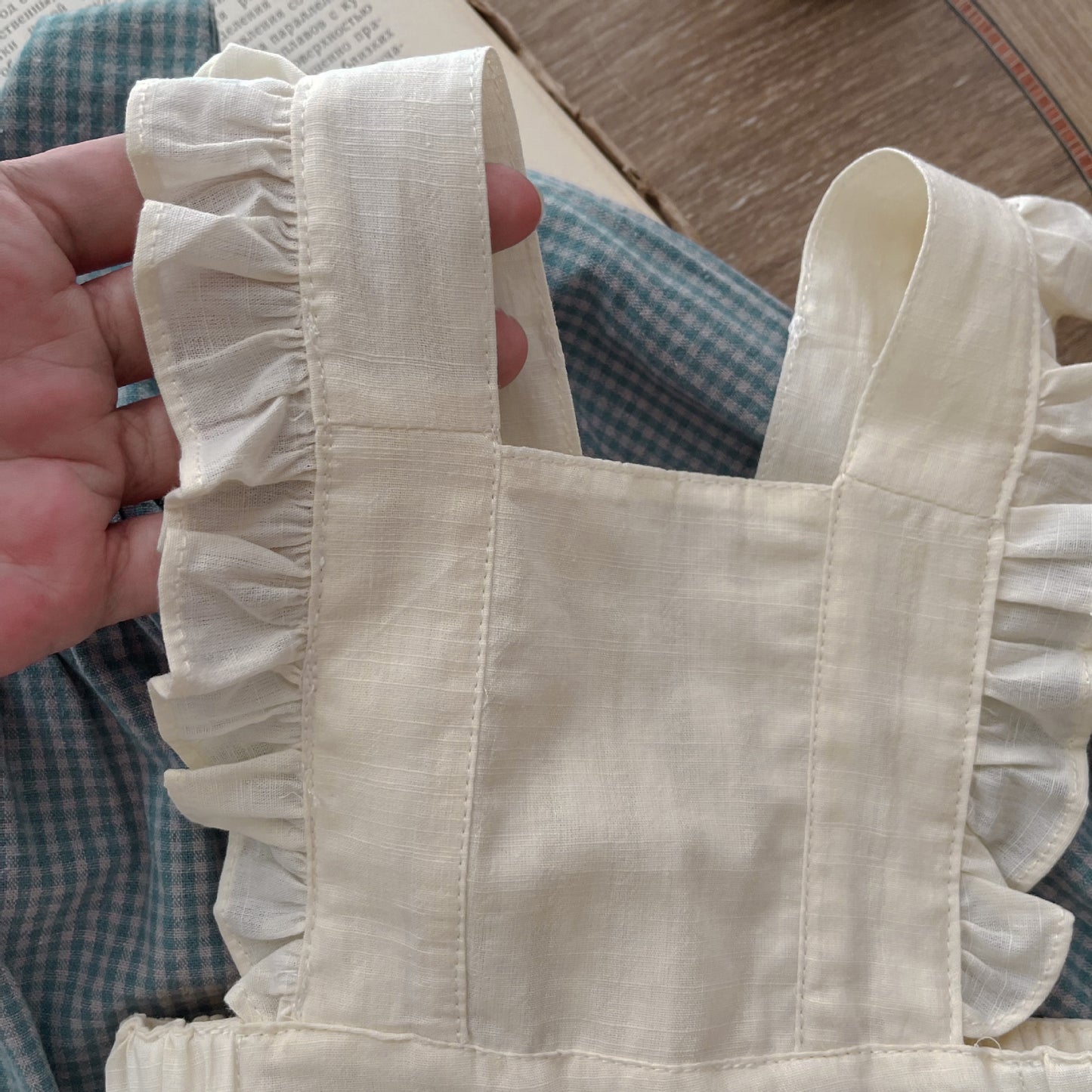 Infant Plaid Romper with Overskirt