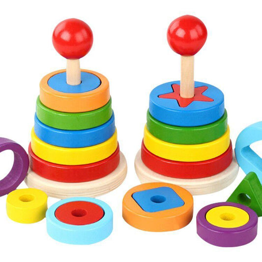 Wooden Rainbow Tower Double Stacked