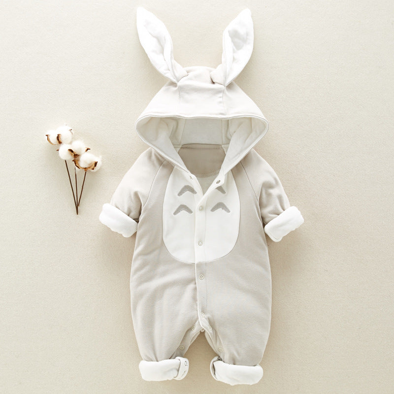 Thickened  hooded cotton baby Onesies