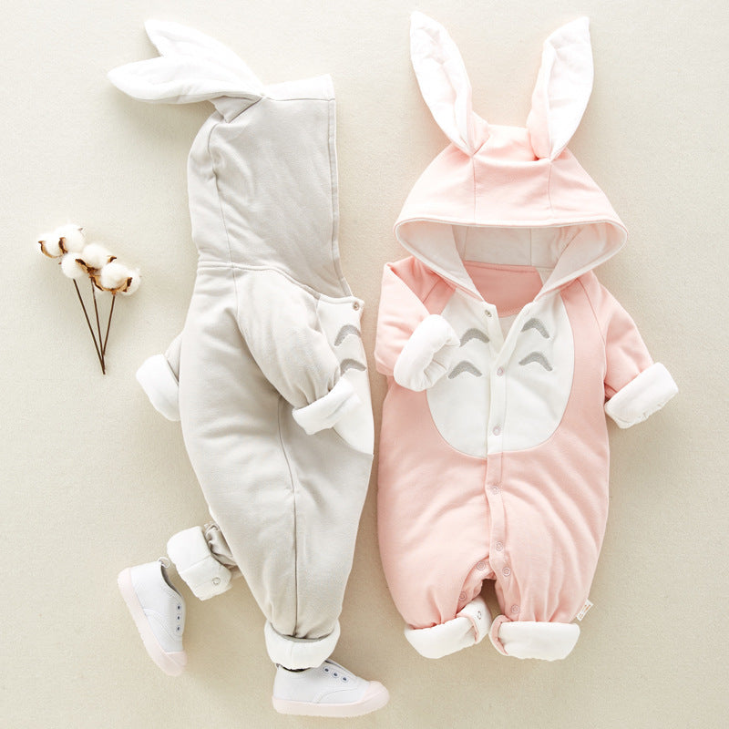 Thickened  hooded cotton baby Onesies