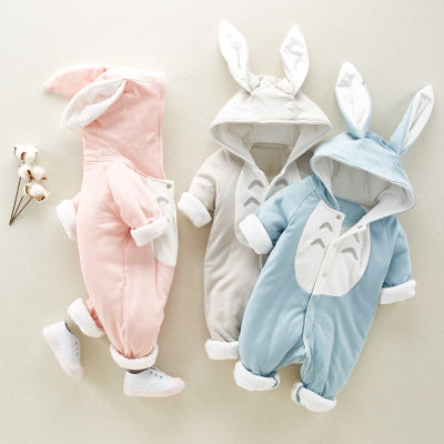 Thickened  hooded cotton baby Onesies