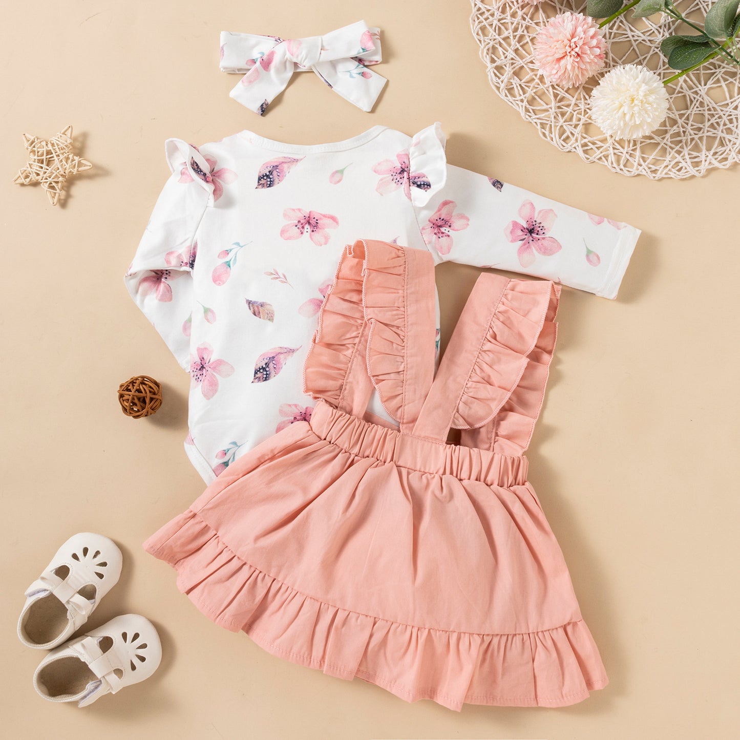 Baby Girl Romper & Dress Set (3-Piece)