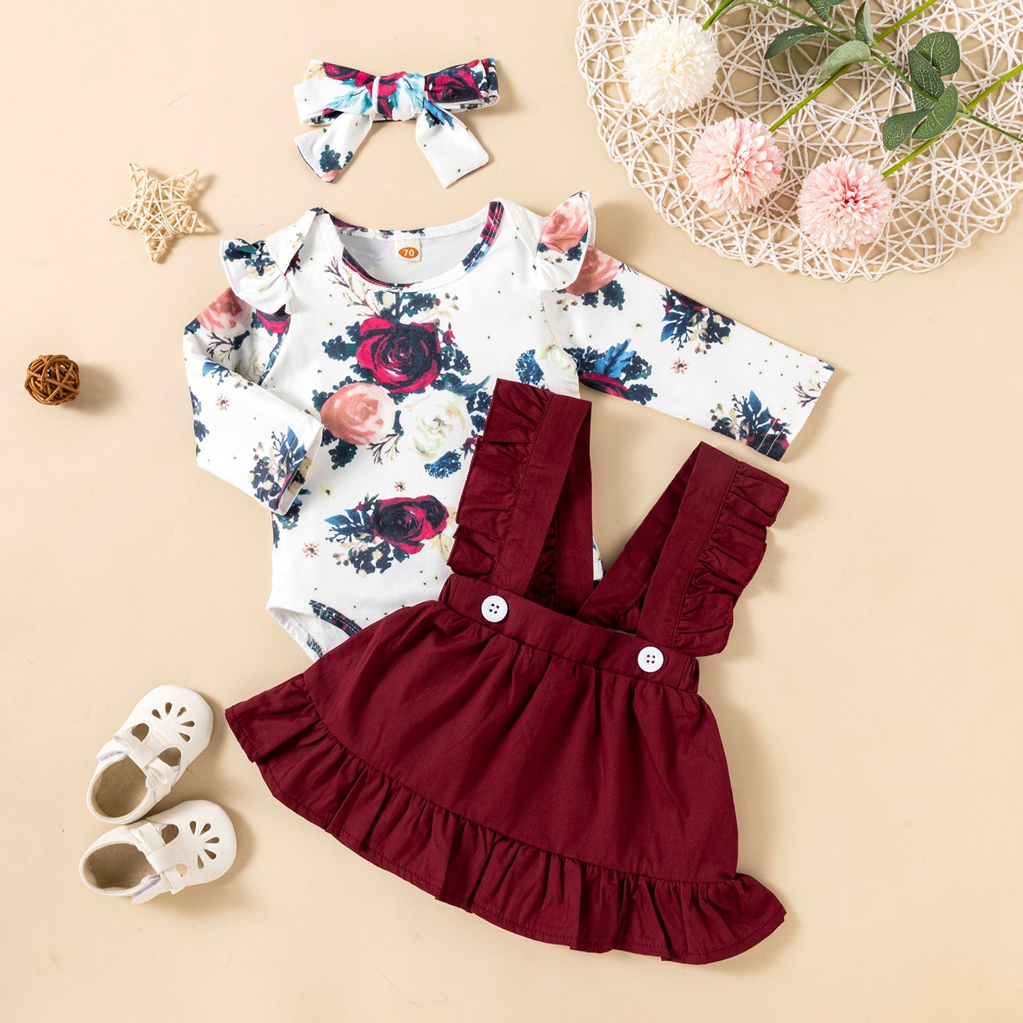 Baby Girl Romper & Dress Set (3-Piece)