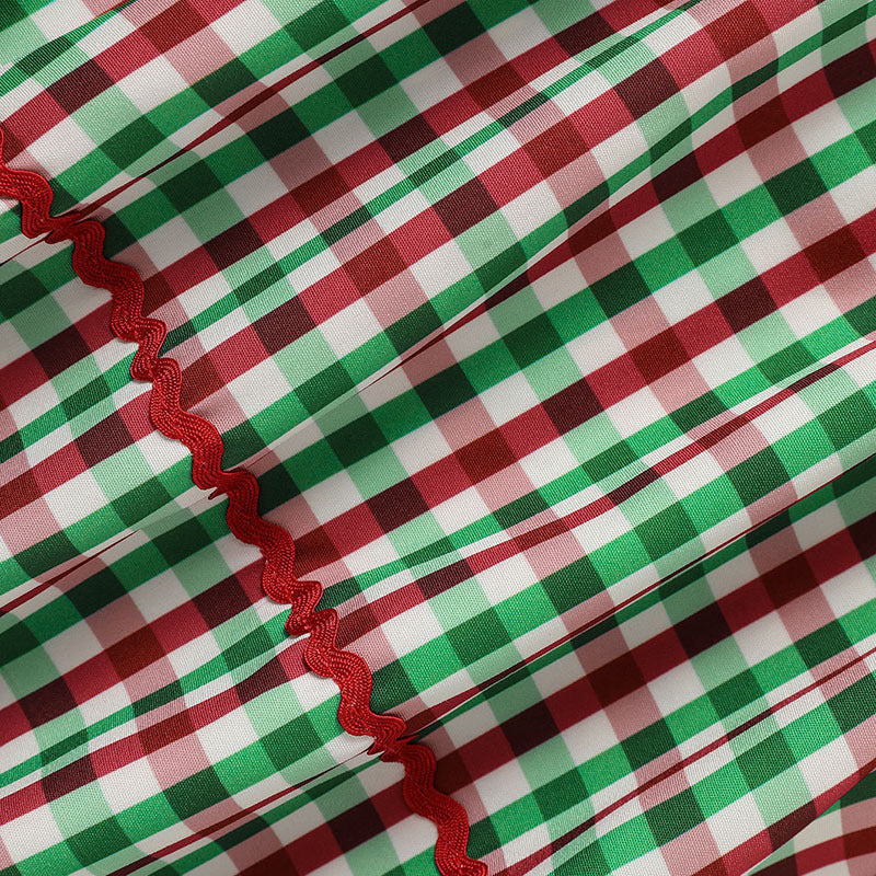 Plaid Christmas Dress – Santa Tree Embroidery for Baby Girls