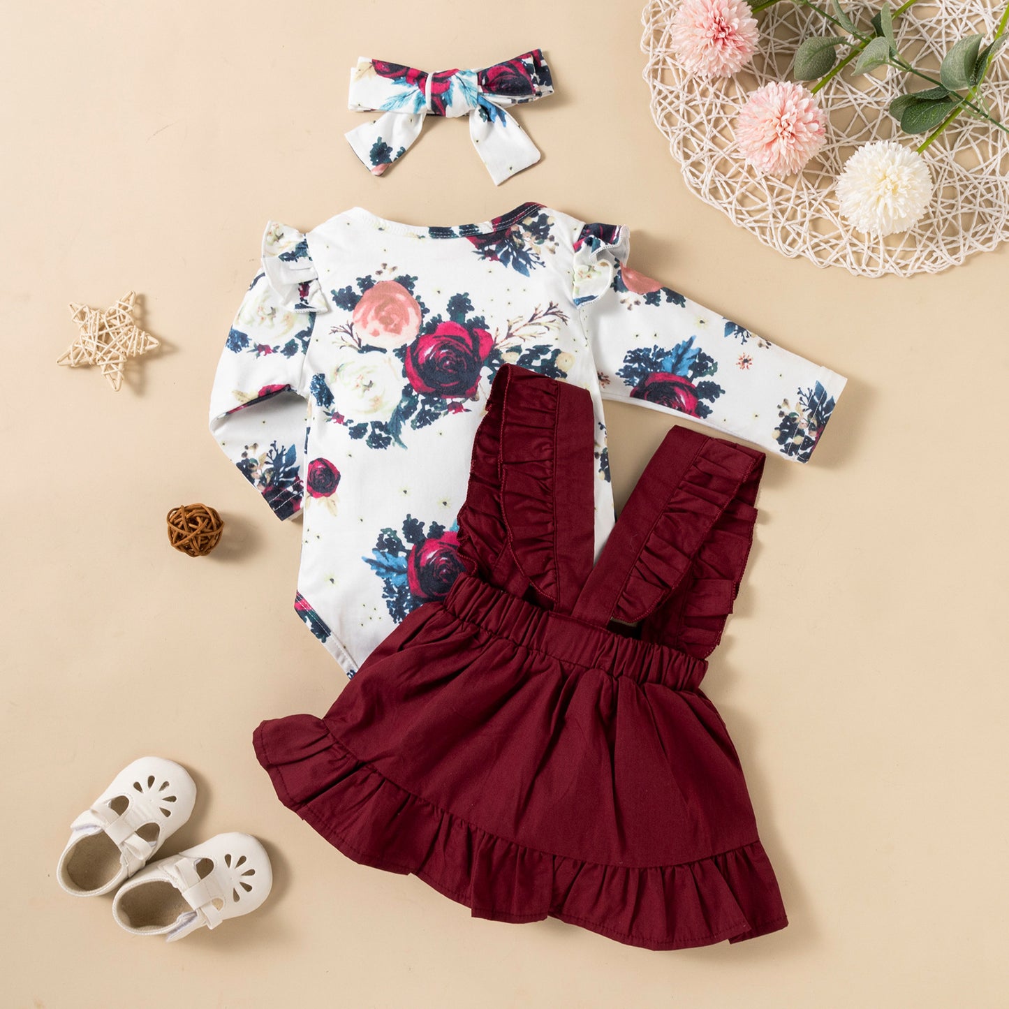 Baby Girl Romper & Dress Set (3-Piece)